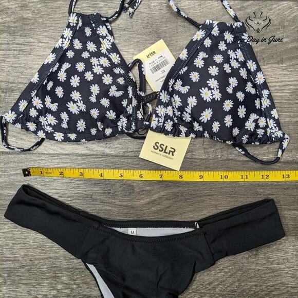 SSLR Daisy Triangle Ruched Bottom Bikini Size M - Picture 2 of 3